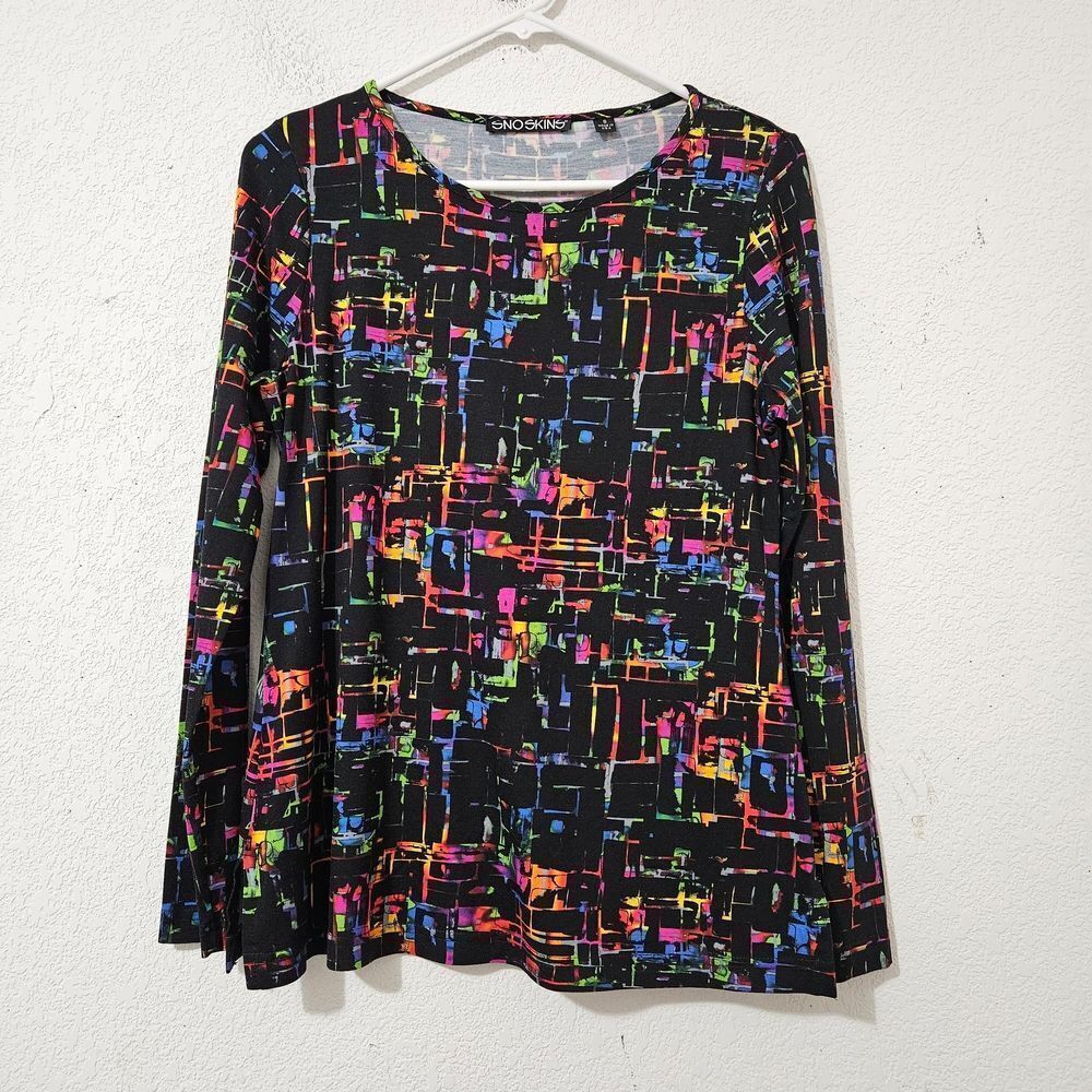 ​SnoSkins Vibrant Abstract "Matrix" Print Long Sleeve Top